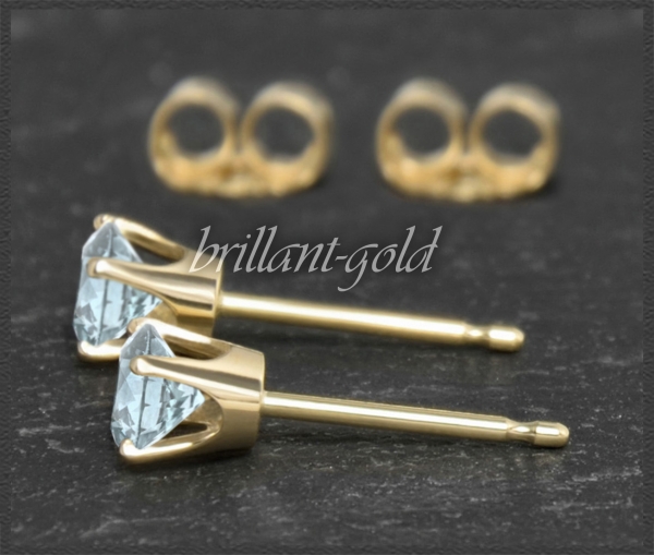 Ohrstecker 585 Gold Aquamarin hellblau 4,5,6,7mm